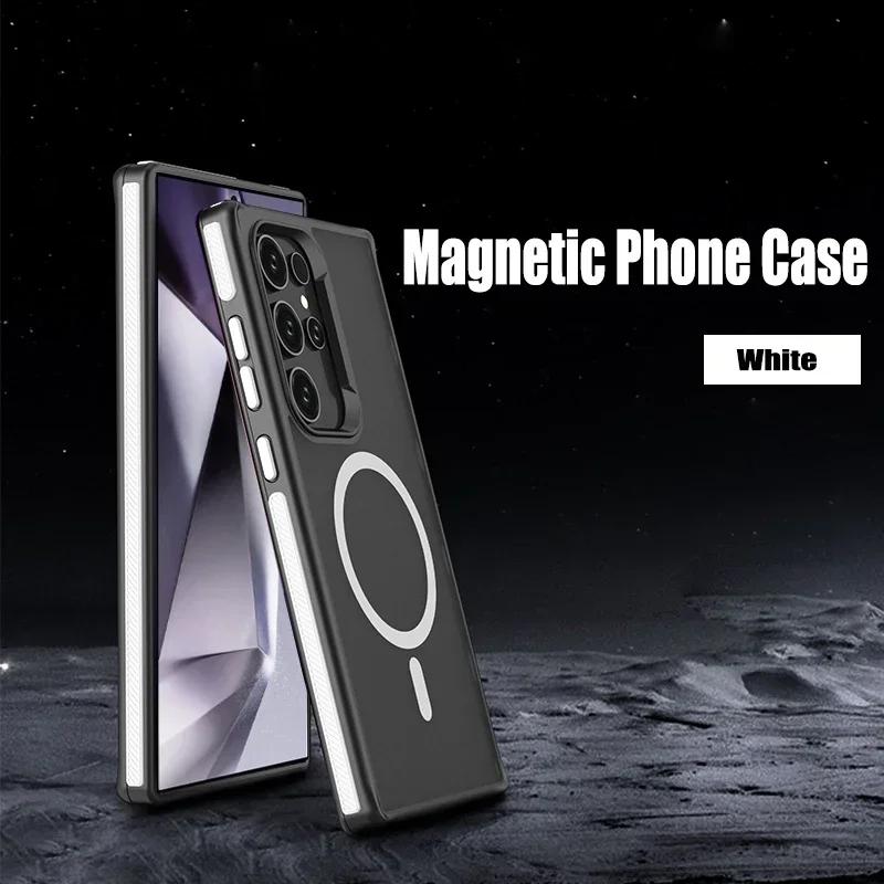 Magnetický kryt na telefon pro Samsung Galaxy S24 Ultra s23 S22 Plus Kryty Matný Průsvitný Pancéřový Nárazuvzdorný Kryt Pro iPhone 16 15 14 13 12 11 Pro Max