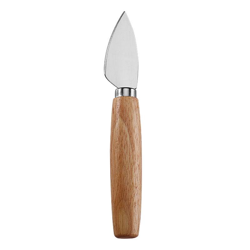Rubber Wood & Stainless Steel Cheese Knife Set - Western Tableware with Knife, Fork, and Spoon