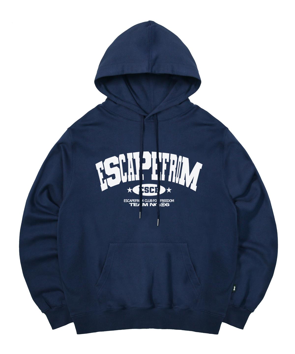 Escape From Escf Arch Logo Print Hoodie Deep Blue L
