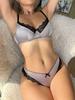 Autumn and Winter New Pure Desire Sexy Big Breasts Show Small Bra Set Thin Glossy Lace Edge French Underwear Women