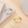 Summer Fashion Fresh Hollow Five Petal Flower Rhinestone Ring For Women Elegant Openwork Floral Band Jewelry Gift