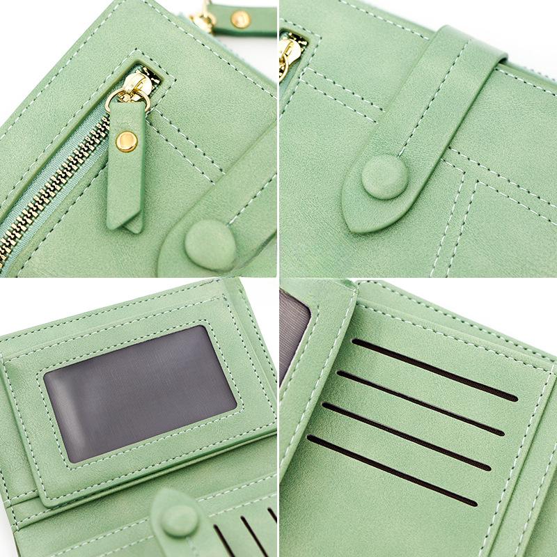 Women's Classic Vintage Style Short Wallet, Leather Card Holder, Coin Purse, Clutch Bag