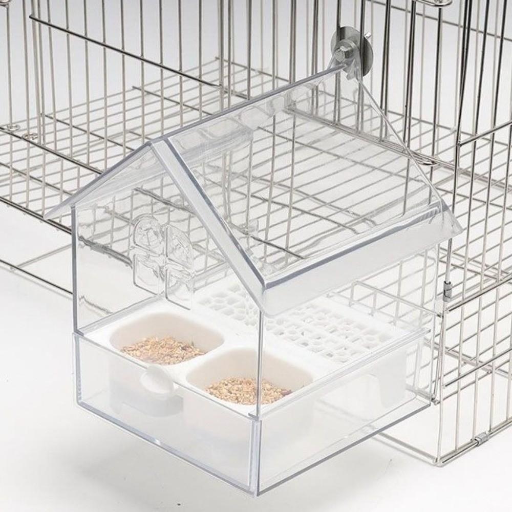 Transparenter Hängender Papageienfutterspender Verhindert Streuung Vogelbad Wellensittich Badewanne Leicht zu Reinigen