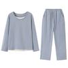 Island Fleece Pajamas Women'S Autumn And Winter Coral Fleece Thin Fleece Long-Sleeved Casual Fake Two-Piece Set Head Loungewear Set