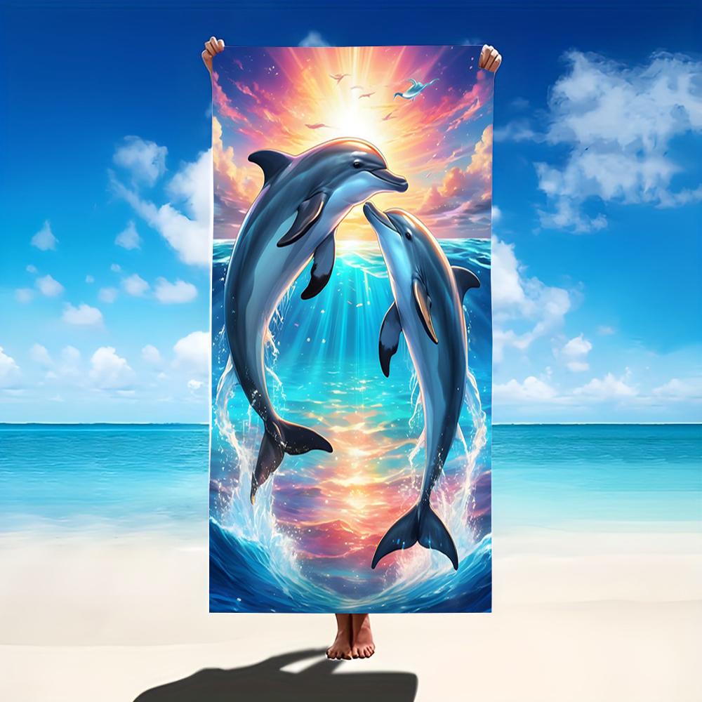 School of Dolphins Beach Towel Colorful Ocean Life Art Towel for All Ages Great for Pool Days and Family Outings