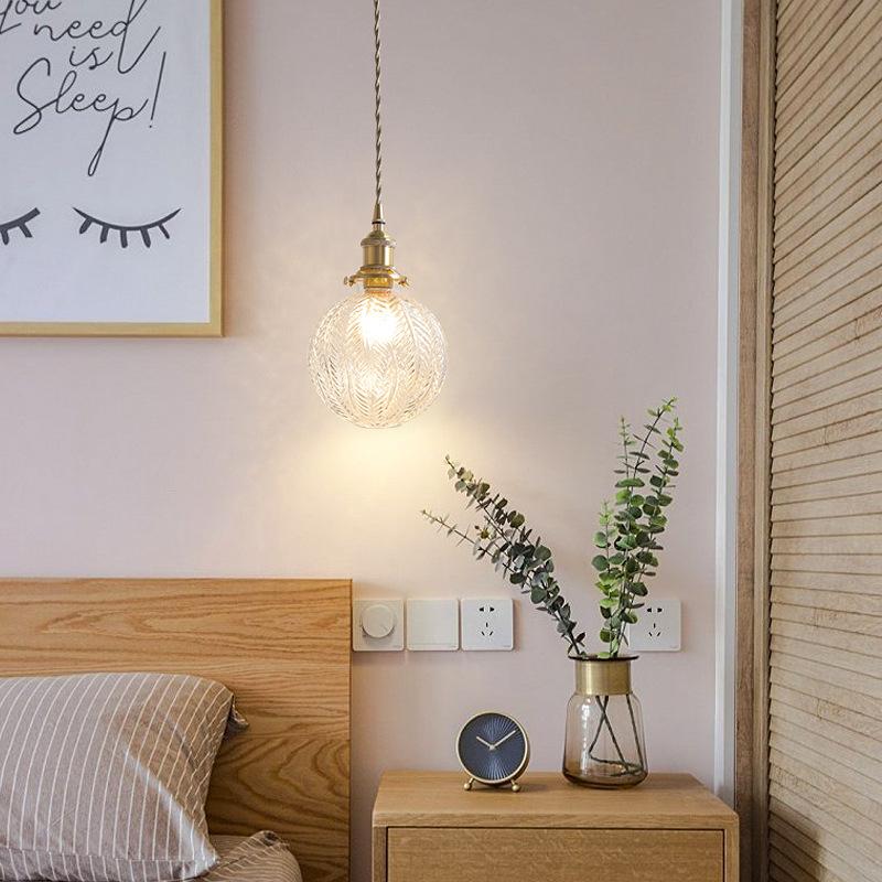 Nordic Round Glass Pendant Light Creative Bedroom Restaurant Bar Single Head Pendant Lamp Dinning Kitchen Room Hanging Lights