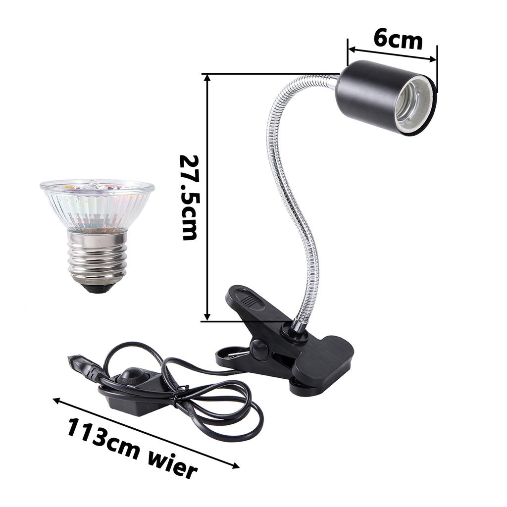 E27 360° Revolving Light Stand EU Lamp Holder Adjustable Brightness LED UVA Heat Lamp Clip For Reptile Pet Turtle Back Light