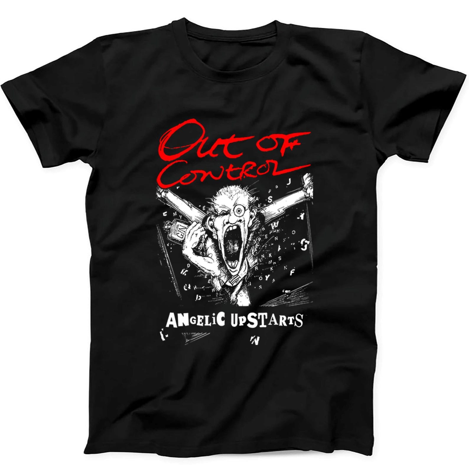Angelic Upstarts Out Of Control Punk Rock Music Gift Tee Black T Shirt B588 3XL