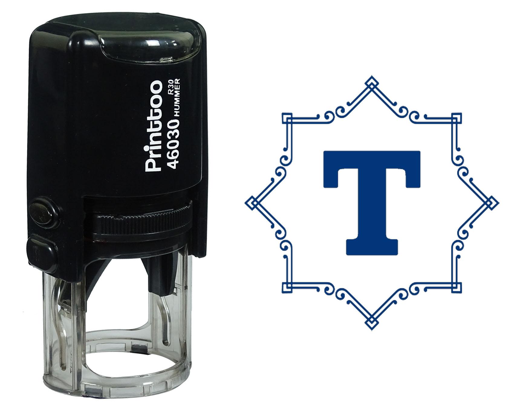 

Printtoo Octagon Celtic Swirl Frame Alphabet T Monogram Self Inking Rubber Stamp Office 30 mm Diameter (Approx) синій