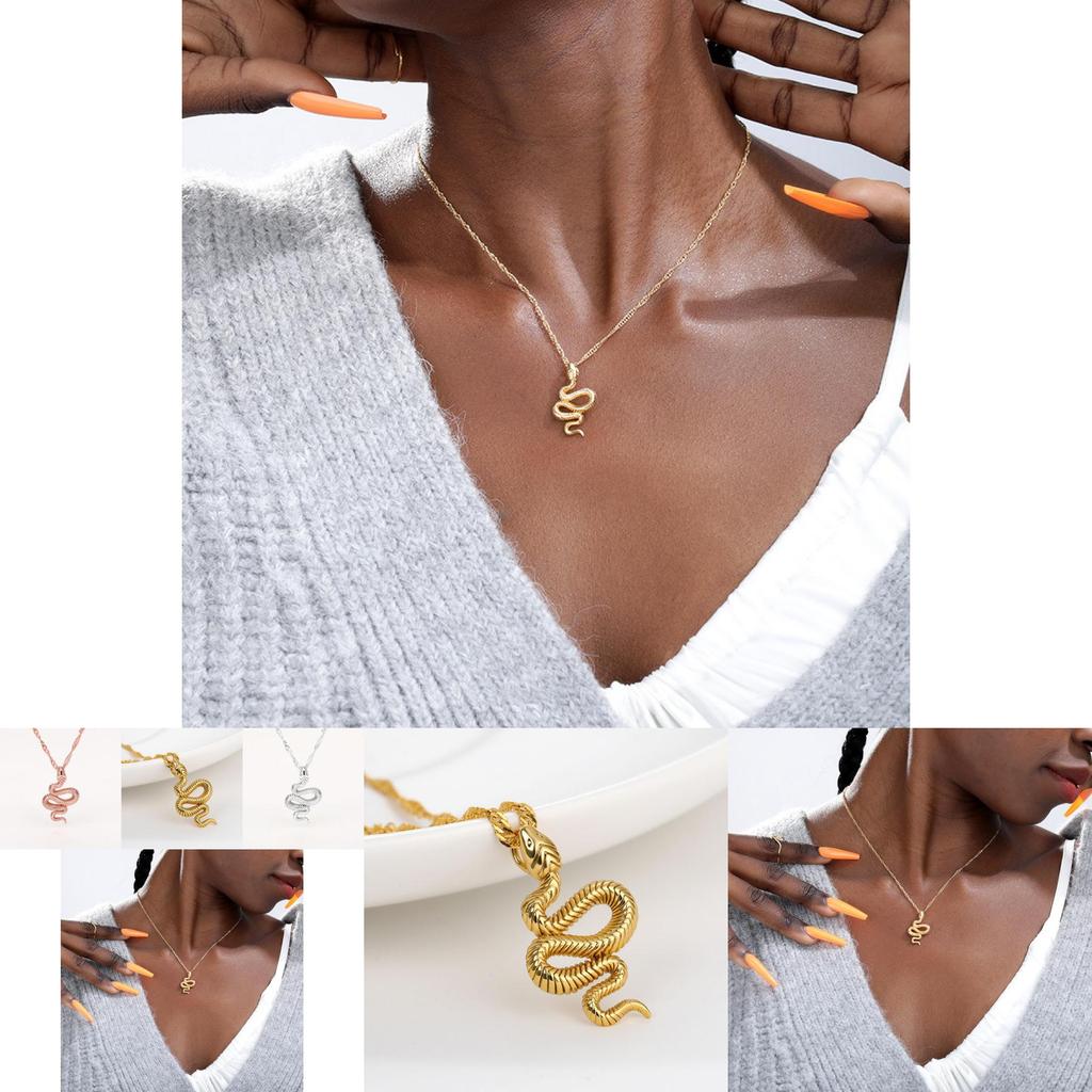 Elegant Gold And Silver Alloy Snake Pendant Necklace For Women Fashion Accessory
