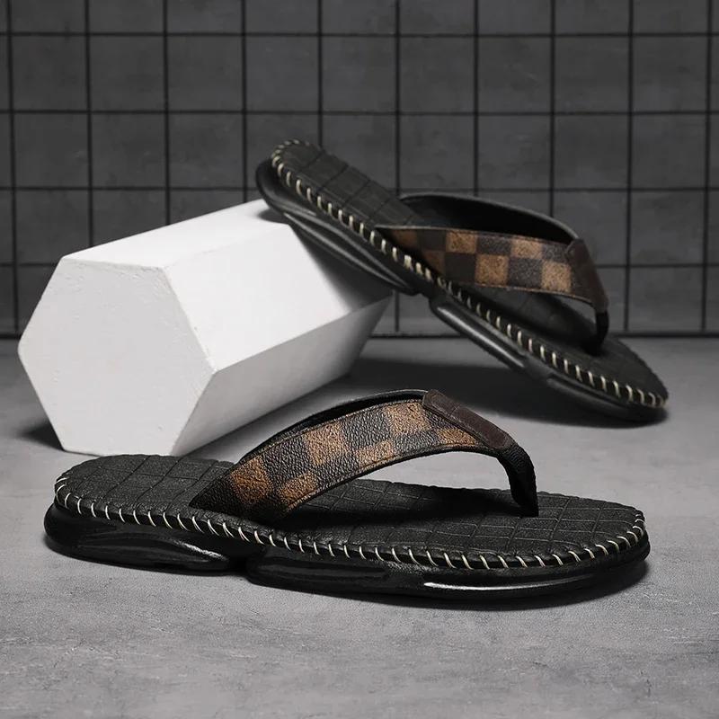 Men's Shoes 2024 Men's Summer Sandals Brand Slippers Luxury Living Room Slippers for Man Genuine Mens Slipper Flip Flops Man