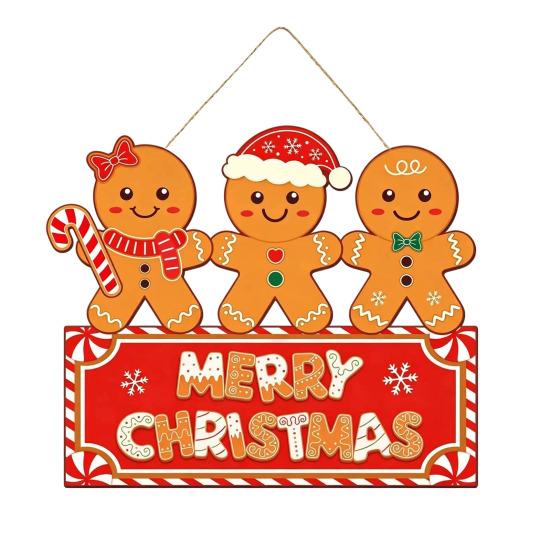Winter Festive Home Decorations Christmas Wooden Sign Hanging Ornament, Multi-Layer Tree Wood Plaque Rustic Holiday Wall Decor with Rope, Merry