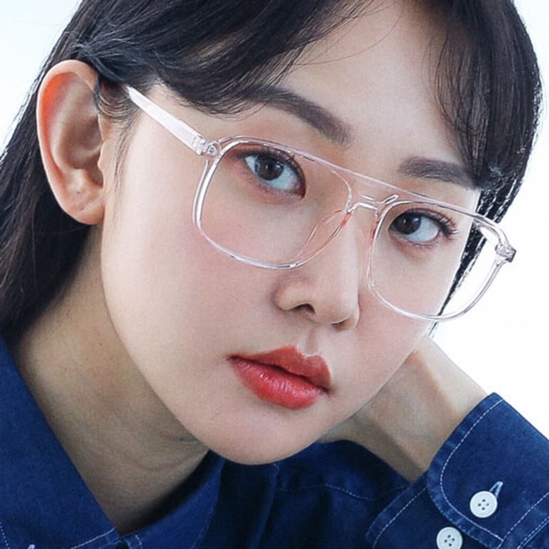

134MM Retro Two-Bridge See-Through Pink Horn-Rimmed Blue Light OF000796 FREE