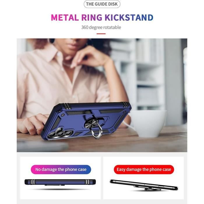 Coque de protection - BOOLING - pour Samsung Galaxy S23 FE - Antichoc - Support Anneau Arrière - Bleu Marine
