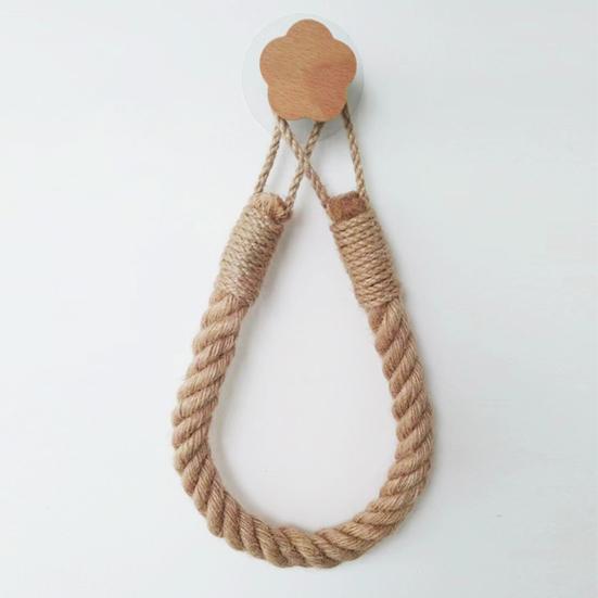 Tissue Roll Holder Rustic Design No Drilling Required Simple Installation Jute Rope Roll Holder Paper Organizer