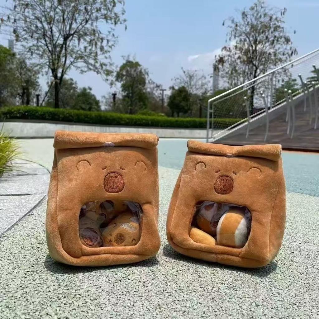 Cartoon A Bag of Capybara Snacks Doll Adorable Stuffed Capibara Doll Snack Bag Plush Toys Creative Pudding Bag Kawaii Kids Gifts