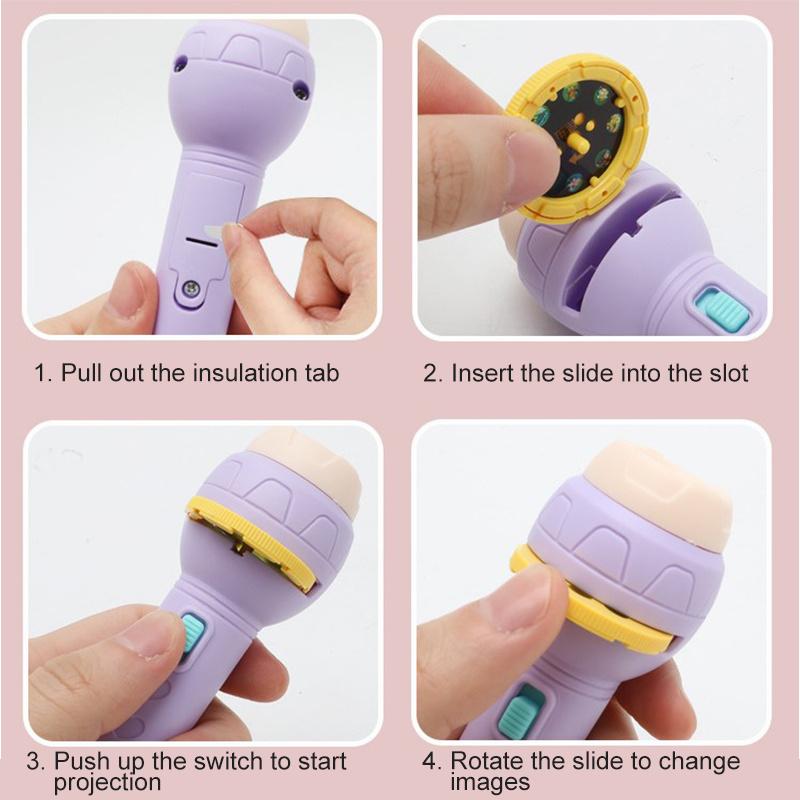 Lanterna cu Proiecție, Jucărie Educativă Luminoasă pentru Copii cu Diapozitive, Lampă cu Diapozitive, Jucărie Lampă de Noapte cu Imagini pentru Copii Băieți Fete