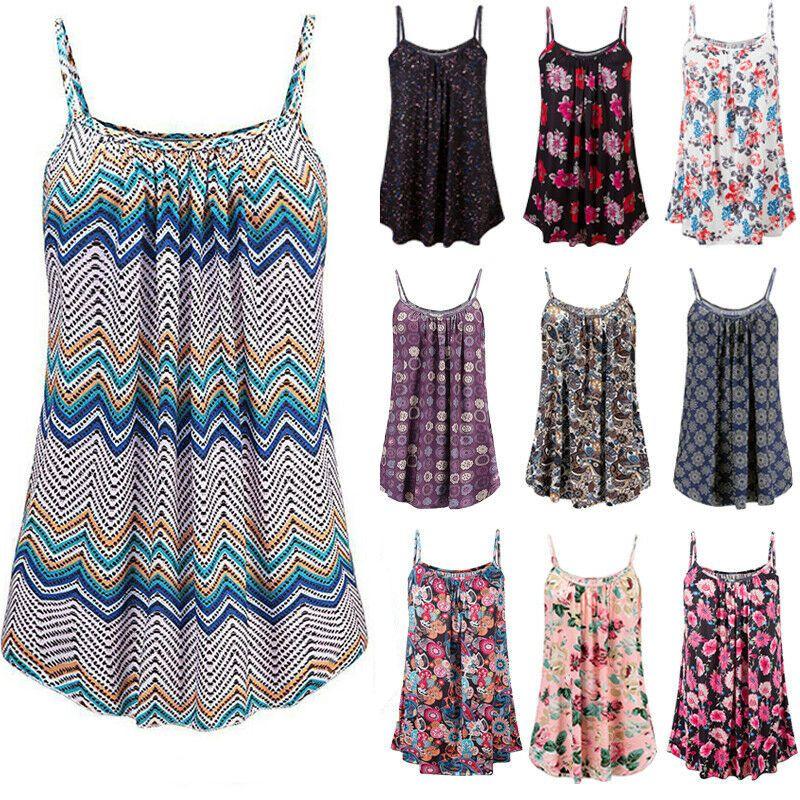Elegant Women's Summer Strappy Tops Cami Dress In Floral Print For Beach Outings
