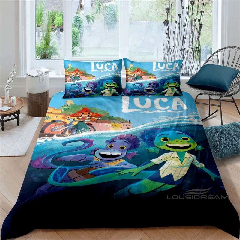

3D Printed Cute Disney Luca Duvet Cover and Pillowcase Set - Home Decor, Creative Plus Size Bedding Set 135x200cm