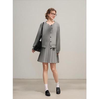 Youthful Korean Style Knit Cardigan & Pleated Dress Collection