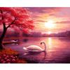 Frame Paint By Number Kits For Adults Sunset Lake Swan Handpainted On Canvas Coloring By Numbers Home Decoration Diy Gift 40x50cm