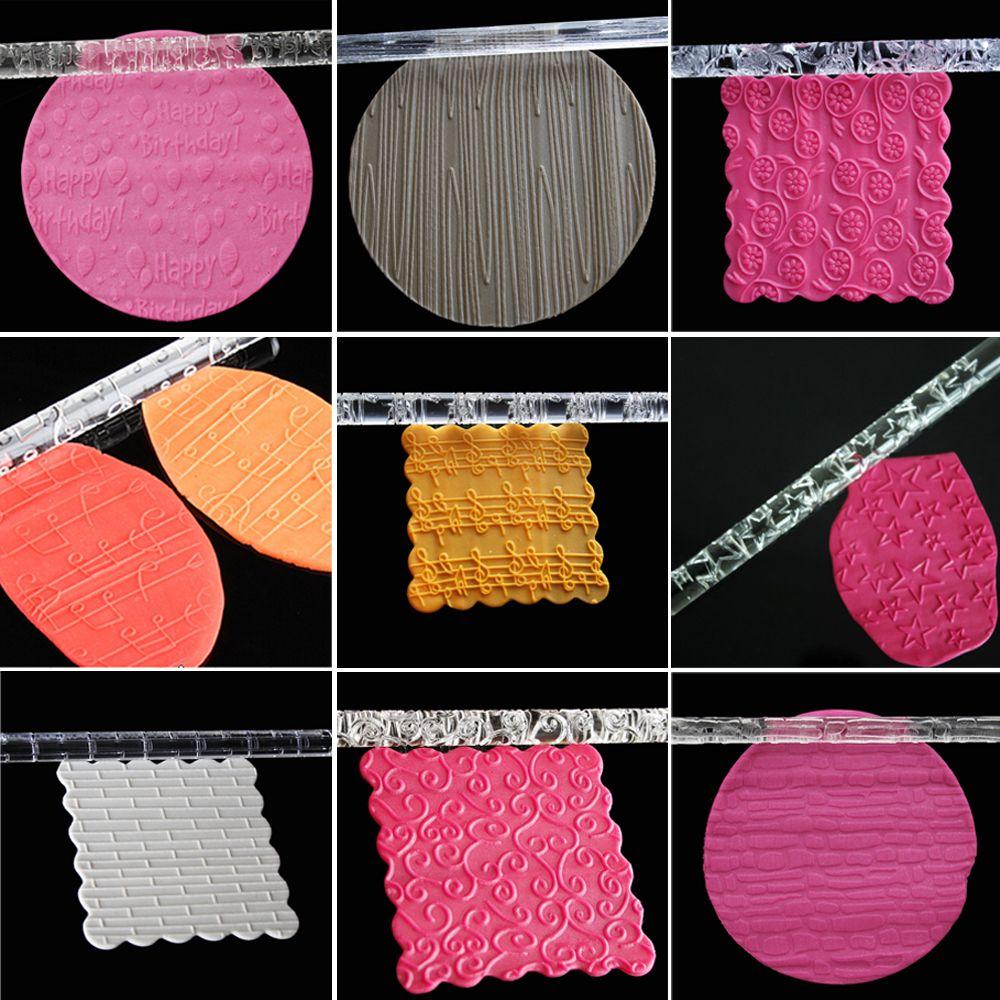 21 Styles Hot Sell Decoration Acrylic Pastry Roller Embossing Rolling Pin Baking Tools