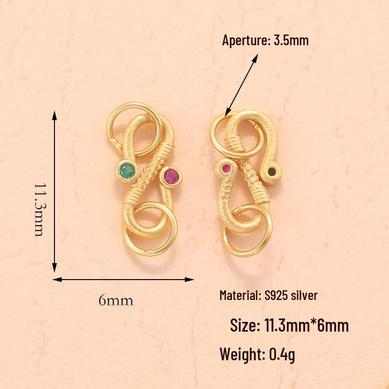 

S925 Sterling Silver Zirconia S-Shape & Figure-8 Clasp Link Extension Bracelet DIY Accessories P26