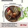 Rooster Metal Wall Art 8 Inch Vintage Style Decorative Plaque For Home Kitchen