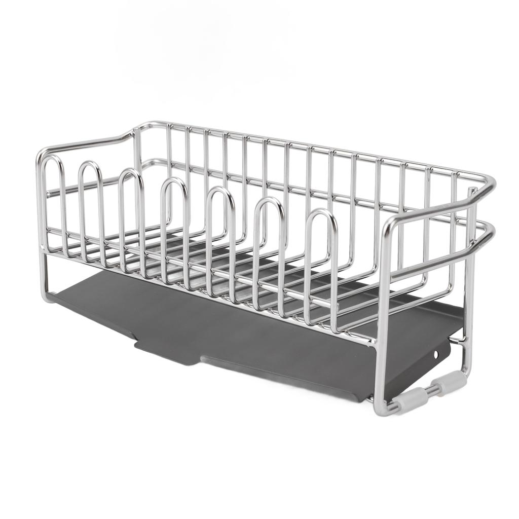 Sink Sponge Holder Rack 304 Stainless Steel Sink Caddy with Self Draining Tray for Bottles Brushes K