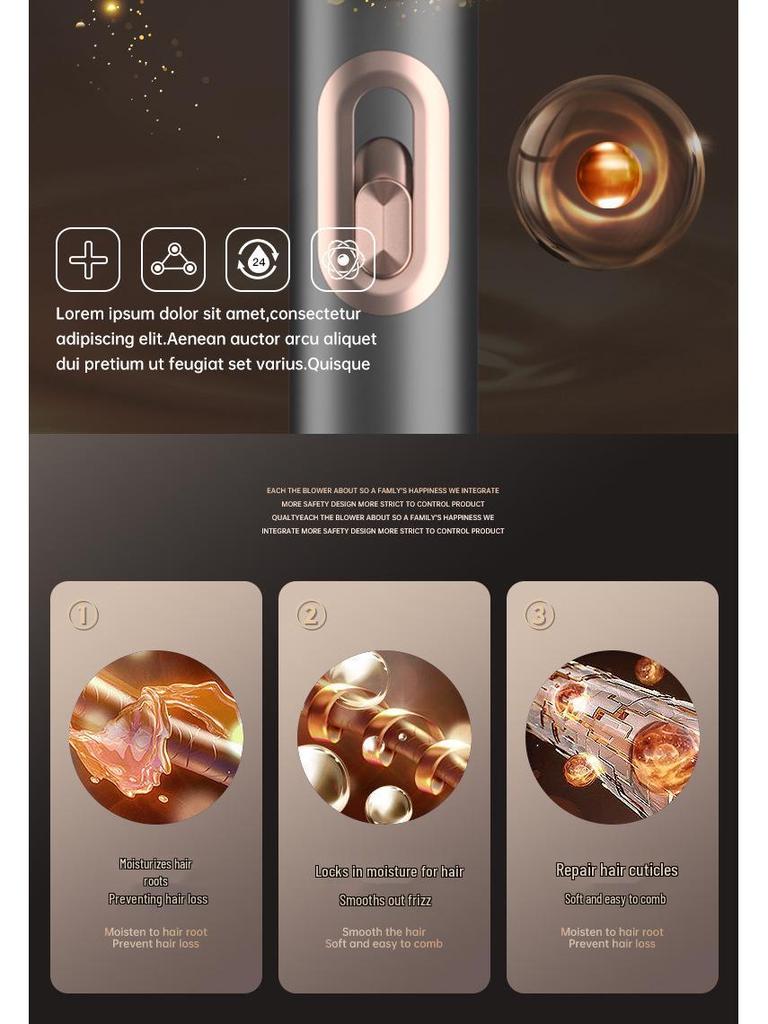 High-Power Quiet Wireless Hair Dryer with Large Airflow and Negative Ion Technology - Germany