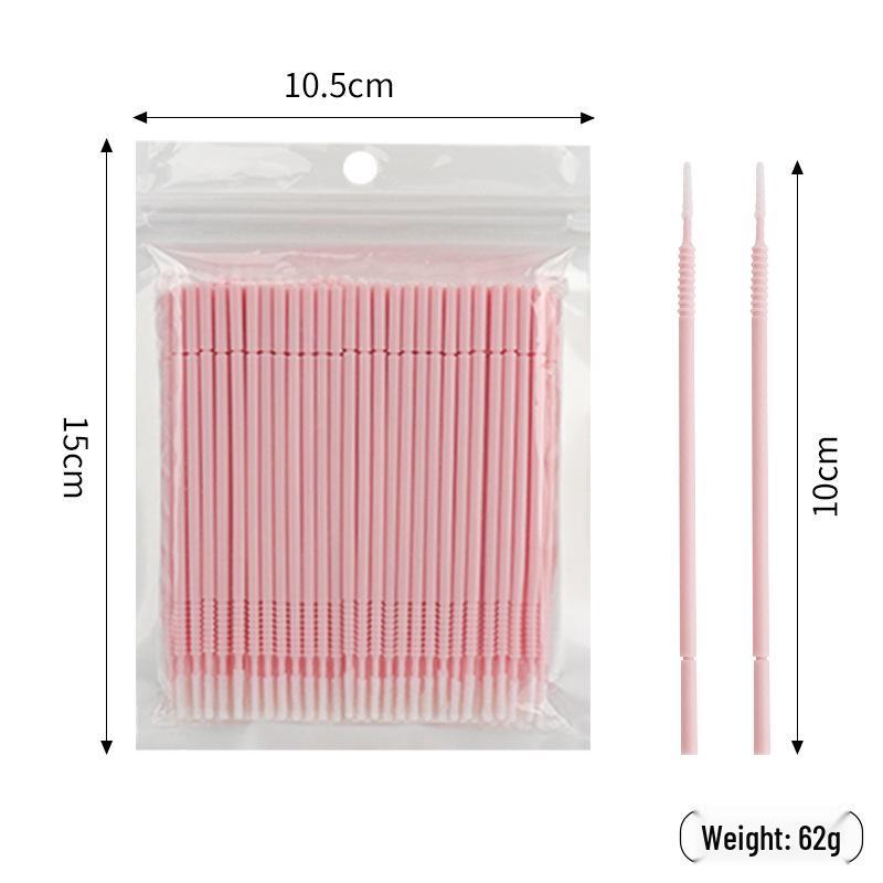 Disposable Eyelash & Makeup Brush Set: Long Cotton Swabs & Threaded Brushes for Eyelash Cleaning, Eyeshadow, and Eyeliner Application.