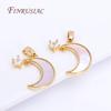 18K Real Gold Plated Zircon Star with Shell Moon Pendant For Necklace Making,Star Crescent Charms DIY Jewellery Making Supplies