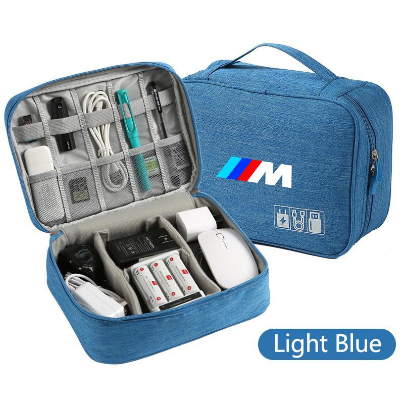 Car Sticker Car Travel Cable Storage Bag USB Data Cable Charger Plug Storage Cable Bag Fit For BMW M M3 M5 X1 X2 X3 X5 X4 X7 G12