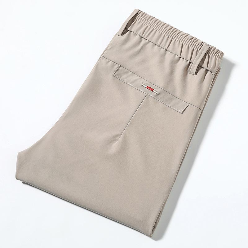Men s Summer Lightweight Slim-Fit Ice-Silk Sports Trousers 38 хаки
