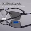 New Half Frame Men'S Business Photochromic Myopia Glasses Ultra Light Optical Sunglasses Color Changing Near Sight Eyeglasses