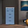 6-Drawer Modular Storage Cabinet – PP Plastic Dresser with Wheels & Locks – White/Blue – 50 x 35 x 102 cm