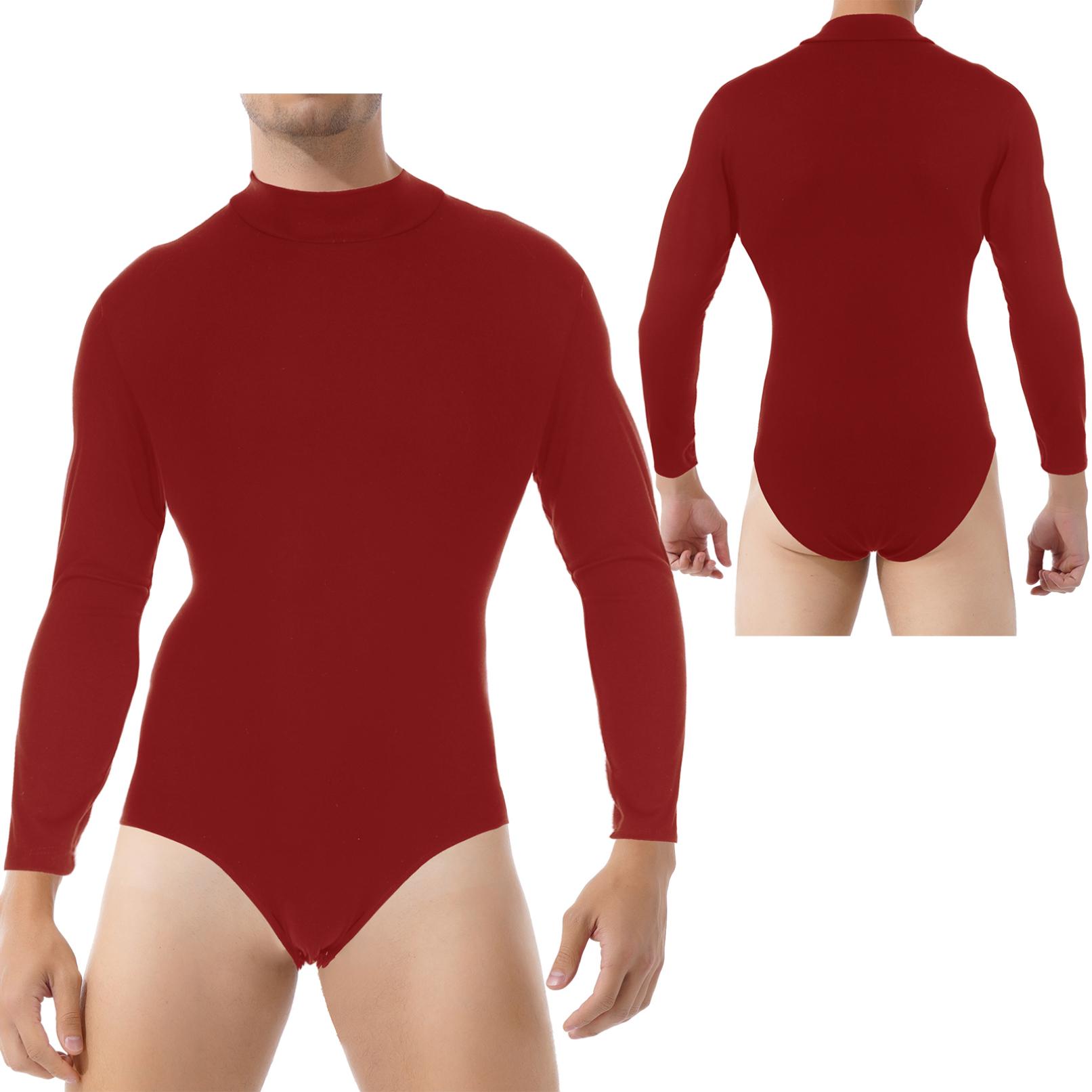 YONGHS Mannen met lange mouwen, drukknopen, kruisoverhemd, pyjama's, bodysuit, ondershirts, turnpakje M rood