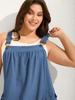 Plus Size Women's Cotton Pleated Suspender Dress with Pockets - Casual and Slimming Fit