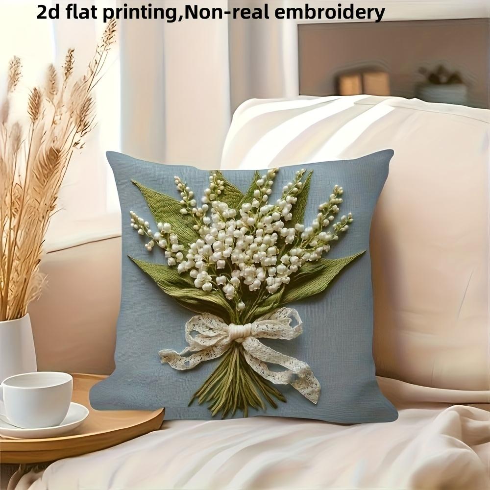 1pc, 2D Flat Printing Floral Pillow Cover, 45.72x45.72 cm, Single-Sided Print, Non- Design, Zipper Closure, Machine Washable Polyester, for Home, Offi