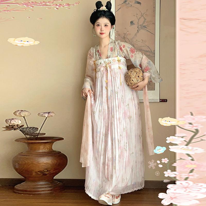 Rose Manor Theme Restores The Style Of A One-piece Chest-length Pleated Skirt In The Chinese Tang Dynasty