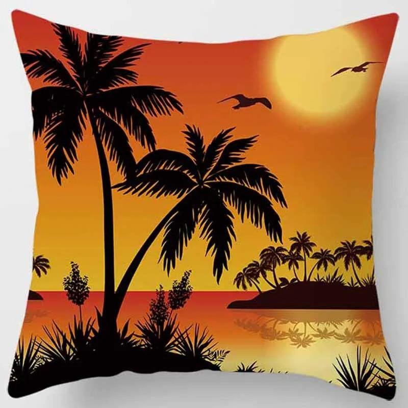Beach Starfish Spray Coconut Tree Style Free Print Pillow Case Home Decoration Car Sofa 40x40 Cm Polyester Pillow Case