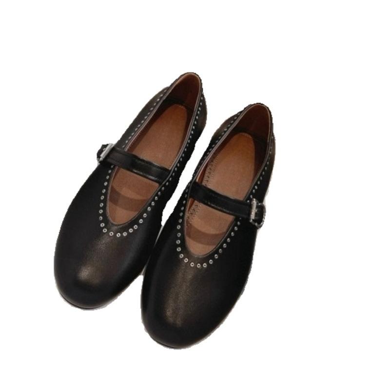 Jesienne Ręcznie Robione Buty Mary Jane z Paskiem na Jeden Guzik, Niska Podeszwa, Casualowe Baleriny, Buty Babci Damskie