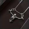 New Stylish Dark-Colored Skull Pendant Necklace, Unique Retro Punk Hip-Hop Skeleton Accessory for Halloween
