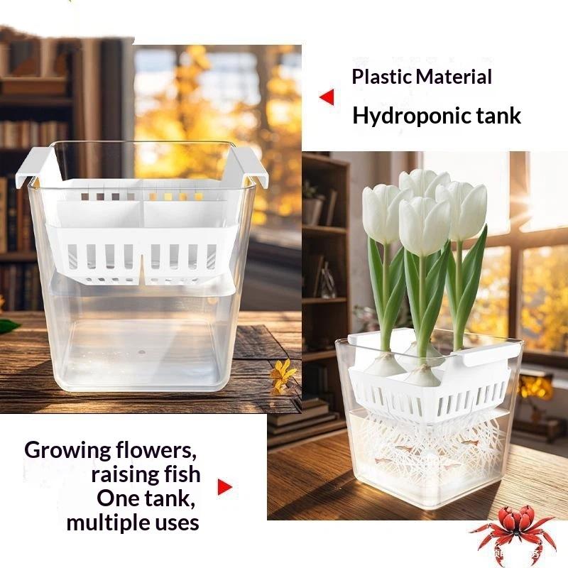 *Hot Sale Hydroponic Flowerpot with Breathable Baskets - 4 Holes Soilless Tulip Container for Home Decoration Plant Growing