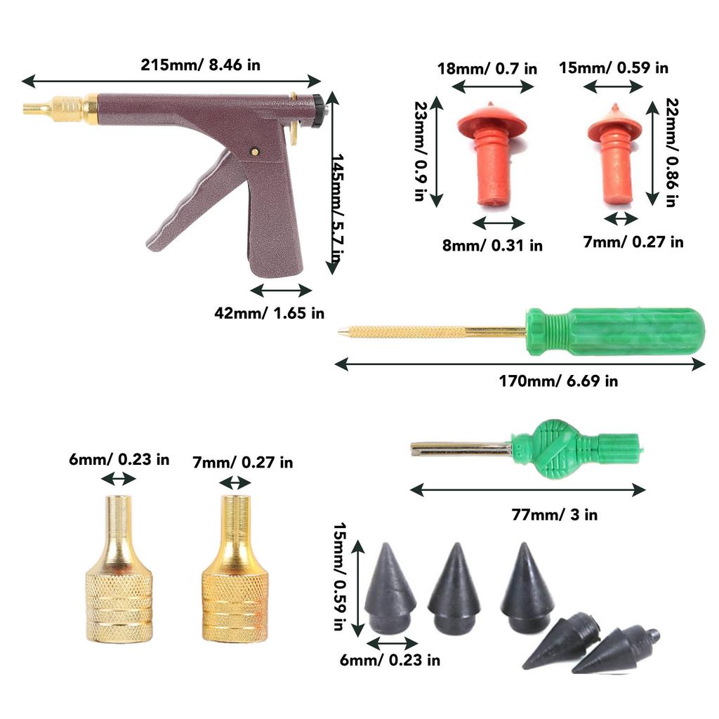 Motorcycle Tire Plugger Repair Tool Kit Tubeless Tire Repair Puncture Plug Tool with 32 Pcs Rubber Plugs for Car Dirt Bike ATV