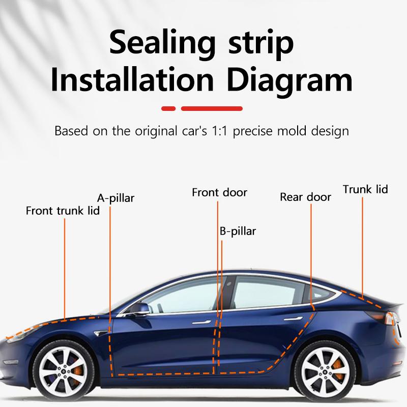 Tira de Sellado Aislante de Sonido para Coche Para Tesla Model Y/3 Reducción de Ruido Aislamiento Acústico Prevención de Polvo Tira de Sellado de Modificación