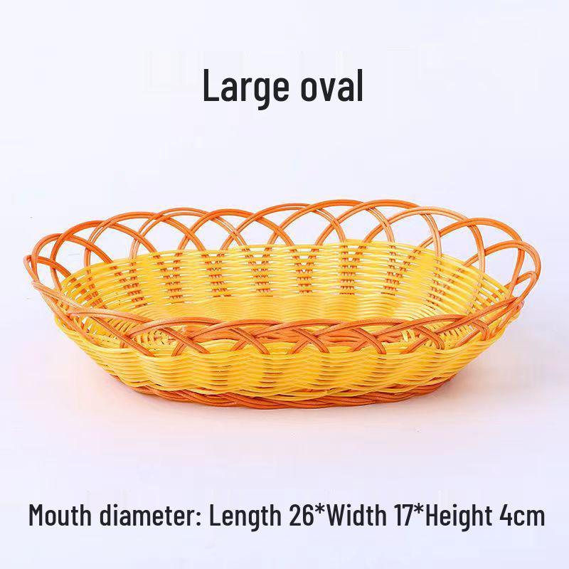 Fruit Display Basket: Rattan-Style Plastic Woven Tray for Supermarket, KTV Snacks, and Desserts