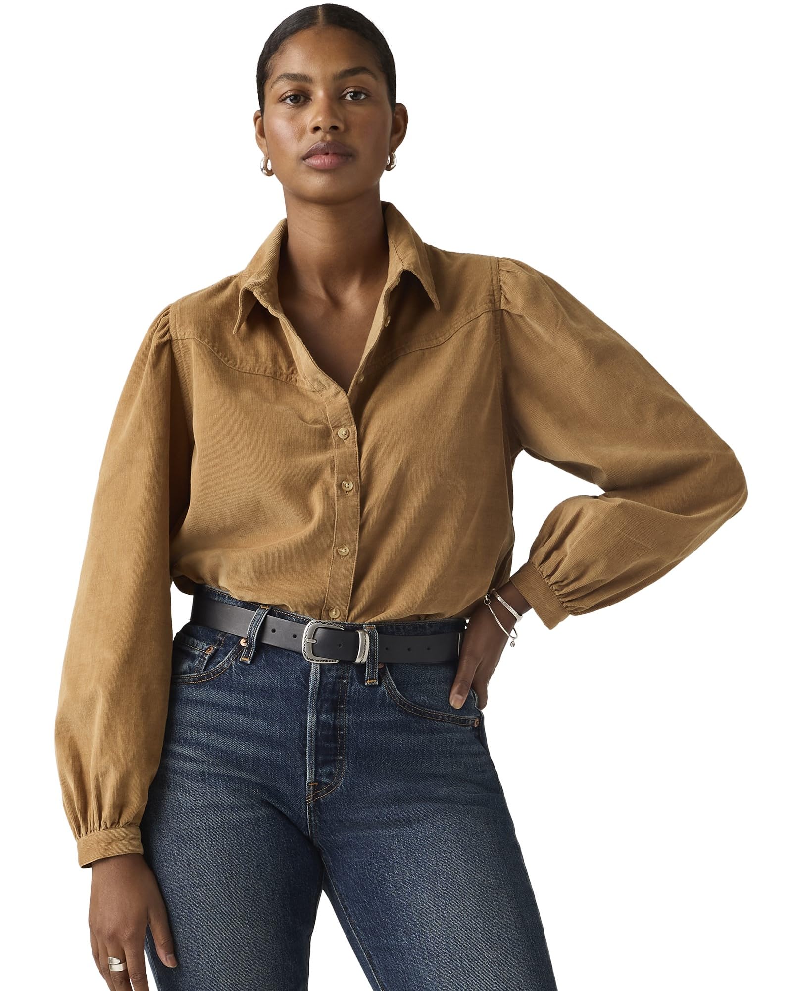 Levi s Shirt JOURNEY Western Corduroy Balloon Sleeve Long Sleeve Women s 0057X-0001 US XS