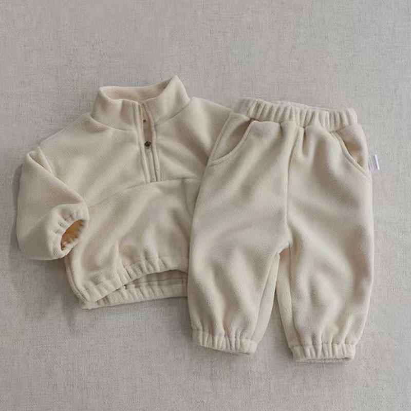Baby Clothing Sets Children Fleece Casual Zipper Jacket Coat Pants 2Pcs Outfit Girl Boy Kids Korean Style Sport Suit