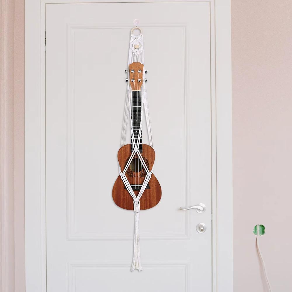 White Flower Pot Mesh Bag Woven String Instrument Accessory Stand Storage Bag  Guitar Storage